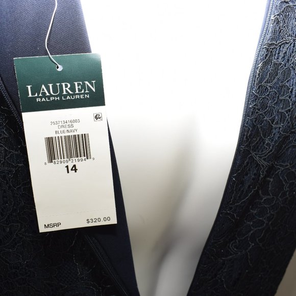*NEW* Lauren Ralph Lauren Navy Ruffled Lace - Picture 8 of 8